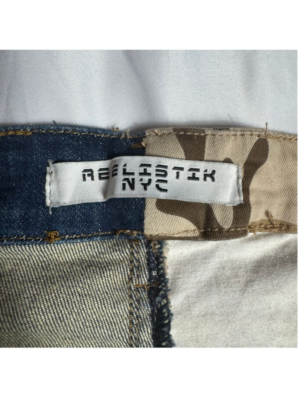 Men's Reelistik NYC Cargo Pants Waist 36 Blue Beige Split Leg - Picture 3 of 8
